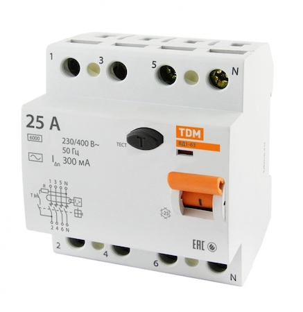 TDM ELECTRIC SQ0203-0031 Устройство защитного отключения ВД1-63 4Р 25А 300мА TDM